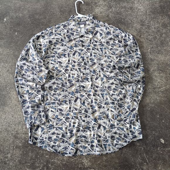 New Vintage Triumph of California Shirt Mens XL USA Gray Broken Glass Rayon - Picture 1 of 8